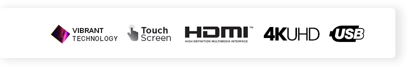 Logo of the different features of a kitchen TV to watch a favorite show.